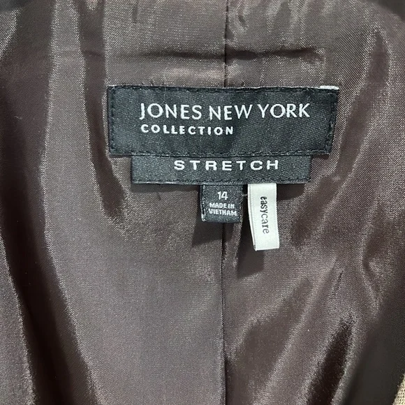 Jones New York Blazer Light Brown Stretch Easy Care Tan Size 14 - Picture 6 of 9